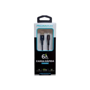 Cable USB a Lightning ROMAX 6A Carga Rápida 60W