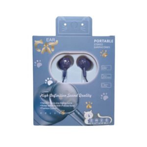 Audífonos con Cable Jack de Gatito Azul – Diseño Kawaii