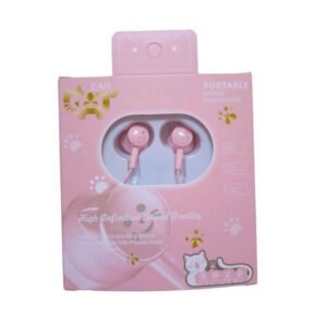 Audífonos con Cable Jack de Gatito Rosado – Diseño Kawaii