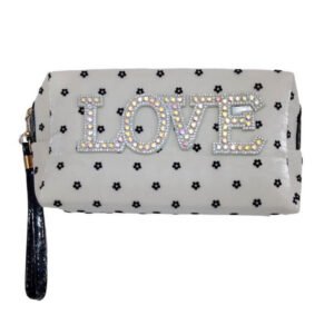 Neceser Beige LOVE Bordado en Relieve – 23 x 12 x 7 cm